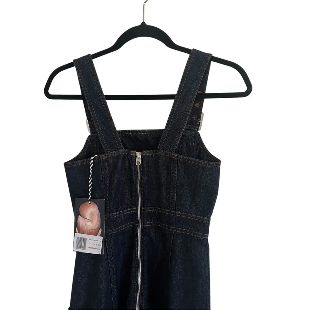 AlexaChung Blue Indigo Denim Midi Apron Dress NWT US 0 - Picture 6 of 11